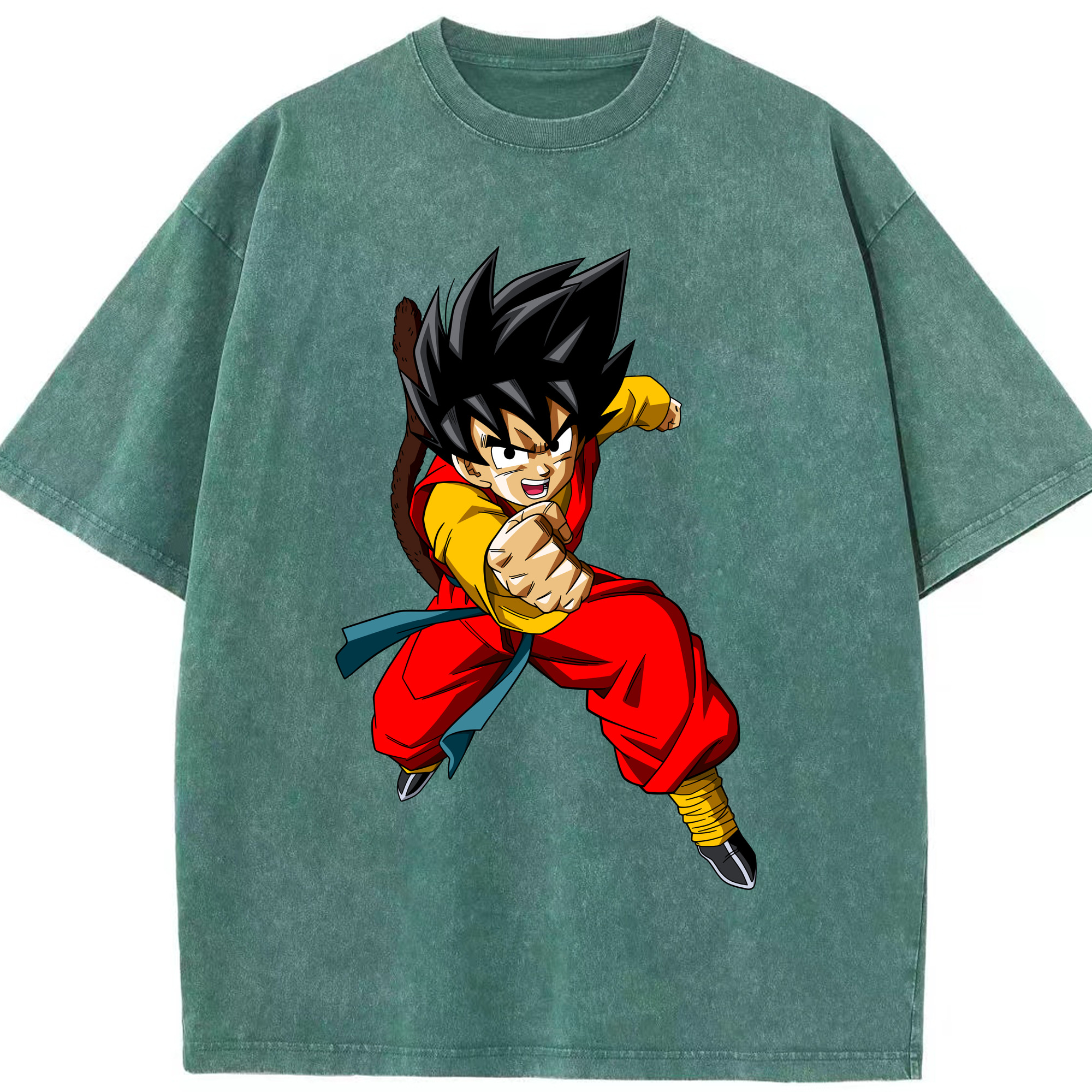 （画像用） ドラゴンボール 孫悟空（そん ごくう）Son Goku カカロット DRAGON BALL Kakarotto 綿100% ヴィンテージ風 半袖Tシャツ（フロントプリント）